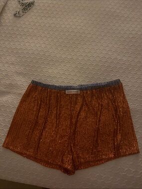 Hand Over Orange Sequin Women's Shorts